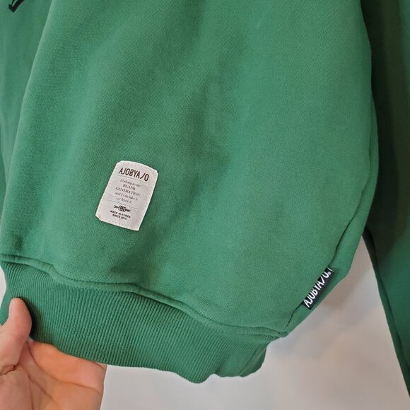 Ajobyajo Ajolica Spellout Crewneck Sweatshirt Green Size XL - Picture 4 of 6